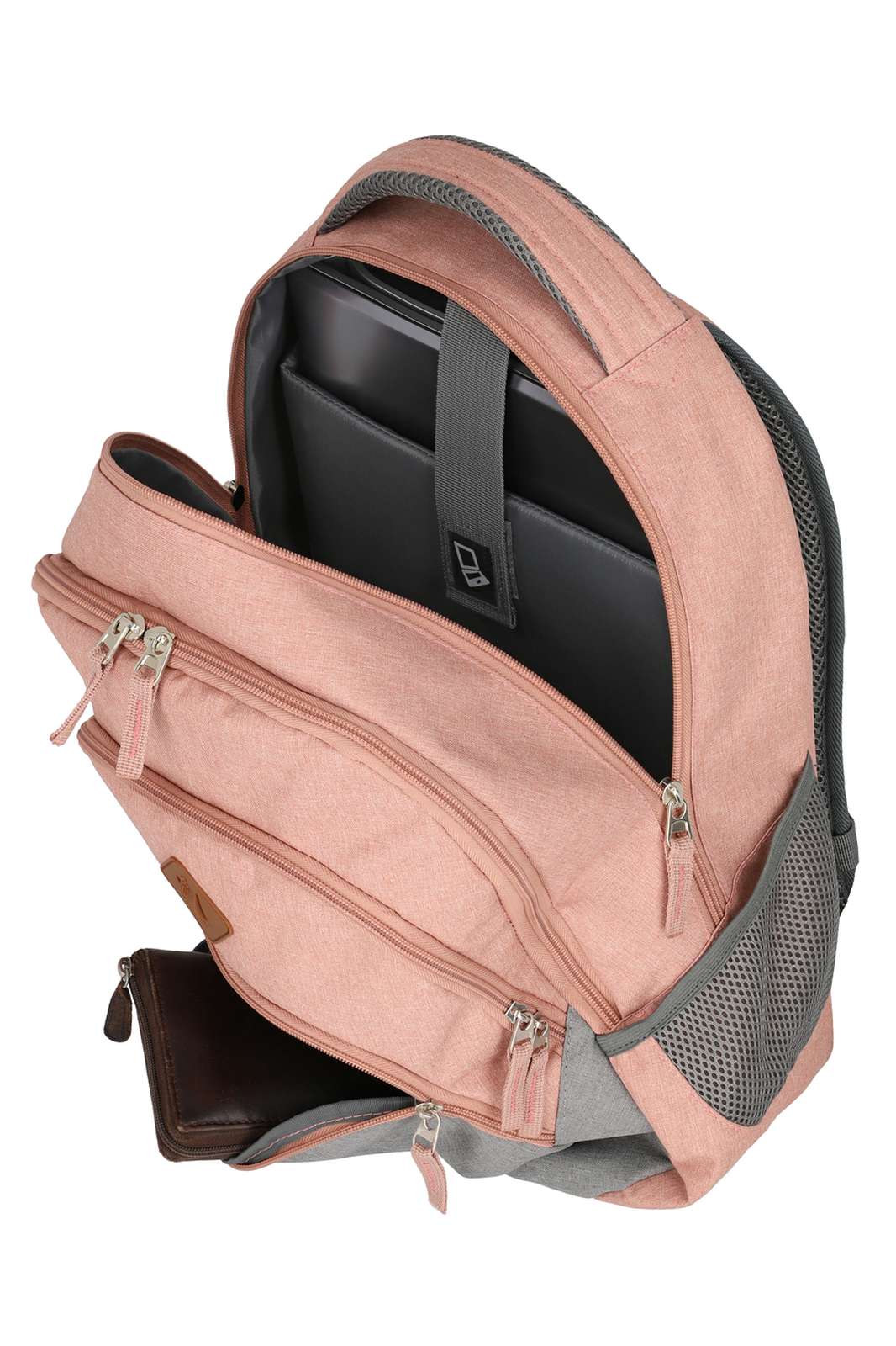 Travelite Basics Backpack Melange | Dagrugzak 96308 17 roze grijs binnenkant