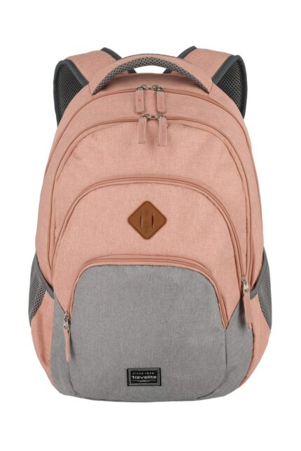 Travelite Basics Backpack Melange | Dagrugzak 96308 17 roze grijs voorkant