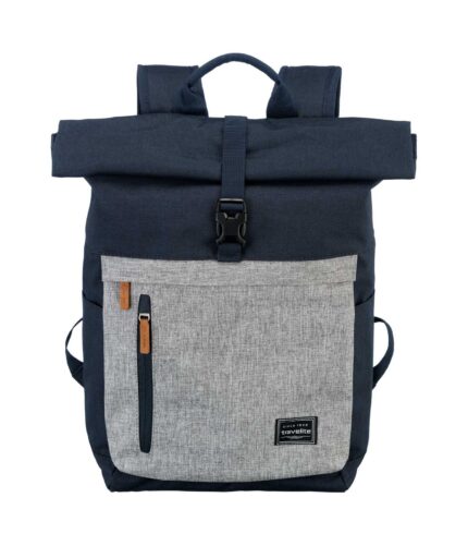 Travelite Basics Rollup Backpack 35 liter 96310 20 blauw grijs voorkant