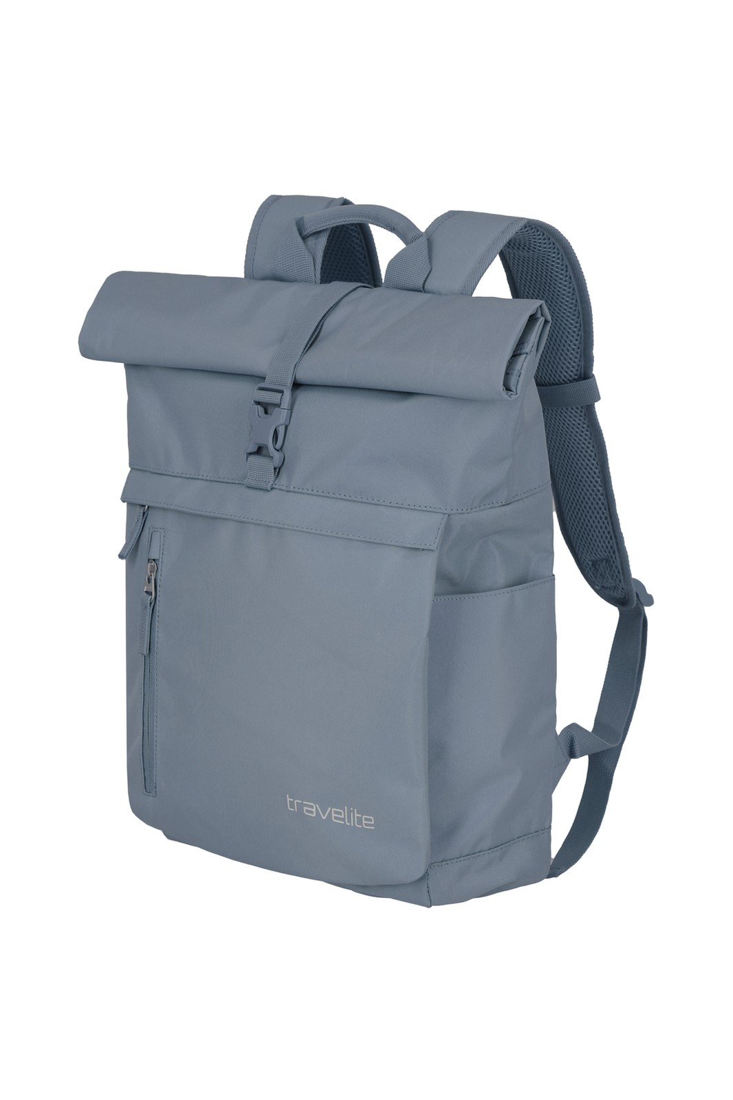 Travelite Basics Rollup Backpack 35 liter 96310 25 smokey blue schuin
