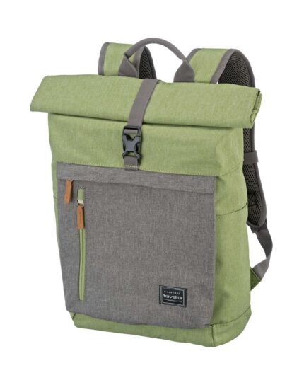 Travelite Basics Rollup Backpack 35 liter 96310 80 groen grijs schuin