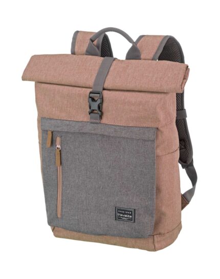 Travelite Basics Rollup Backpack 35 liter 96310 17 roze grijs schuin