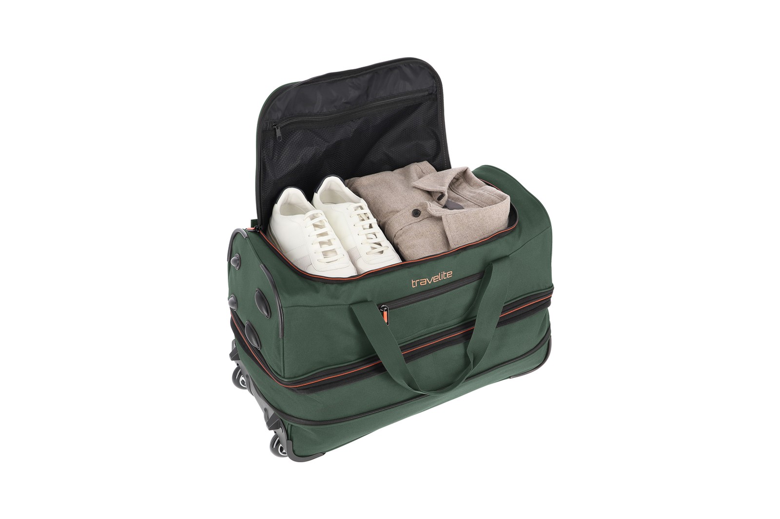 Travelite Basics Wheeled Duffle 55 | Reistas met wielen 96275 -86 donkergroen binnenkant