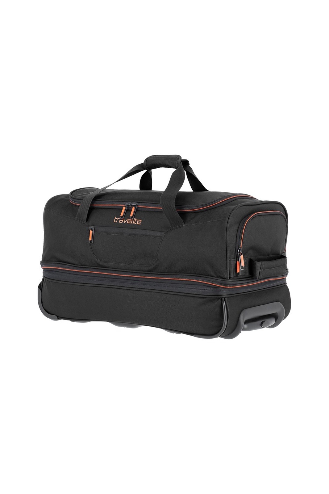 Travelite Basics Wheeled Duffle 55 | Reistas met wielen 96275 01 zwart voorkant schuin