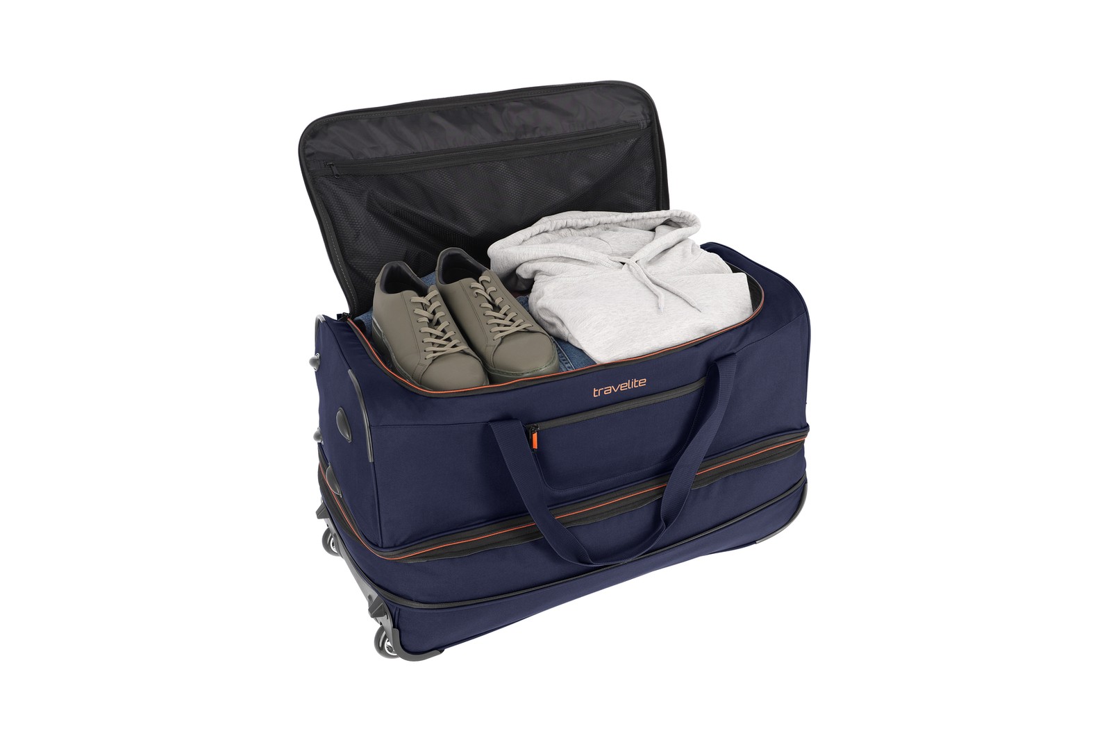 Travelite Basics Wheeled Duffle 70 Expandable 82 liter 96276 20 donkerblauw binnenkant