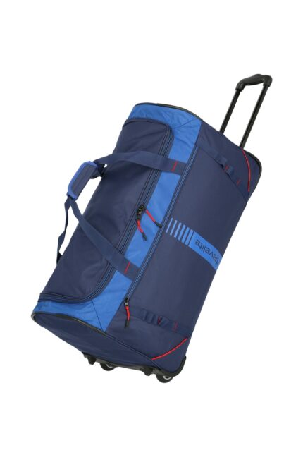 Travelite Basics Wheeled Duffle Active 86 liter | Reistas 96281 20 blauw rood schuin