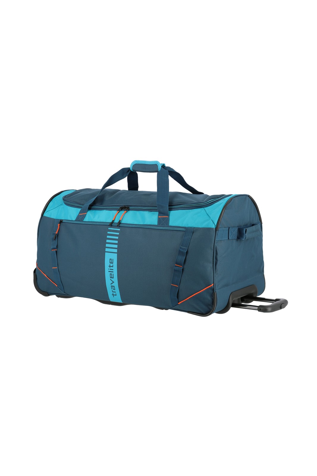 Travelite Basics Wheeled Duffle Active 86 liter | Reistas 96281 22 petrol schuin voor trekstang