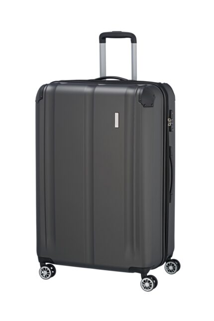 Travelite City 4-wiel trolley L 77 cm | Uitbreidbare koffer 73049 04 anthracite schuin