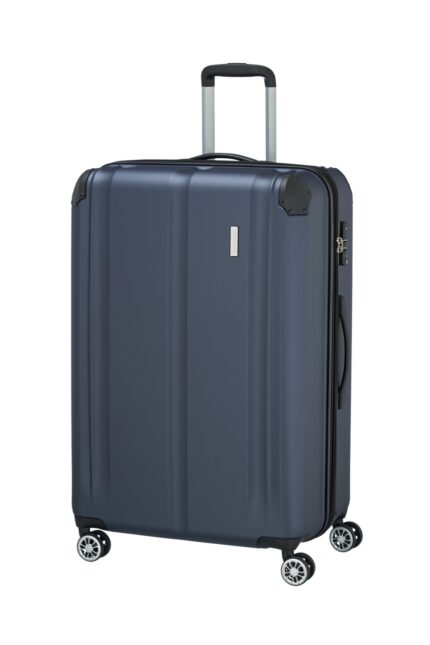 Travelite City 4-wiel trolley L 77 cm | Uitbreidbare koffer 73049 20 blauw schuin
