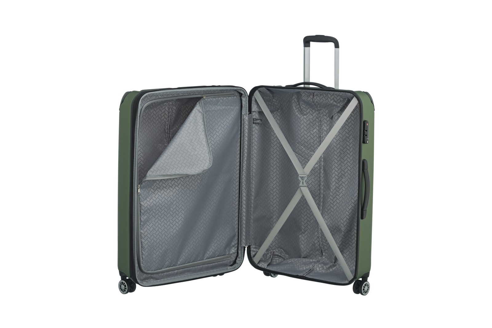 Travelite City 4-wiel trolley L 77 cm | Uitbreidbare koffer 73049 80 groen binnenkant