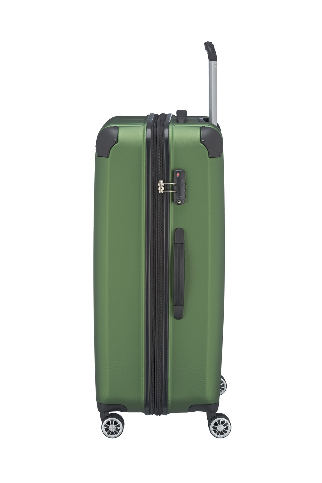 Travelite City 4-wiel trolley L 77 cm | Uitbreidbare koffer 73049 80 groen zijkant rechts