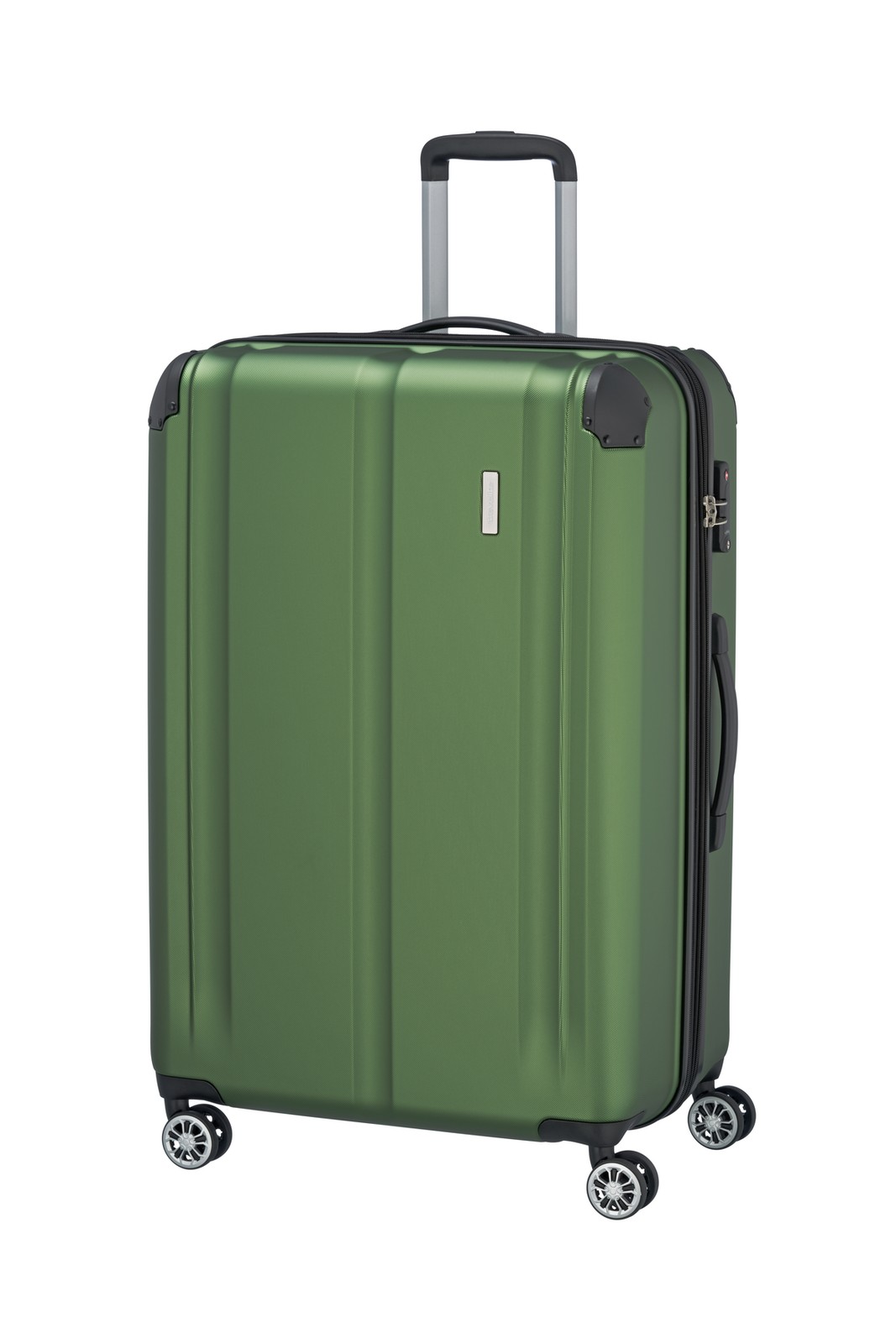 Travelite City 4-wiel trolley L 77 cm | Uitbreidbare koffer 73049 80 groen schuin