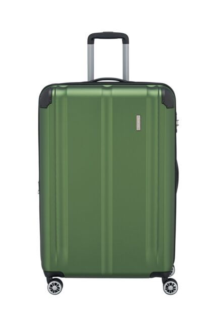 Travelite City 4-wiel trolley L 77 cm | Uitbreidbare koffer 73049 80 groen voorkant