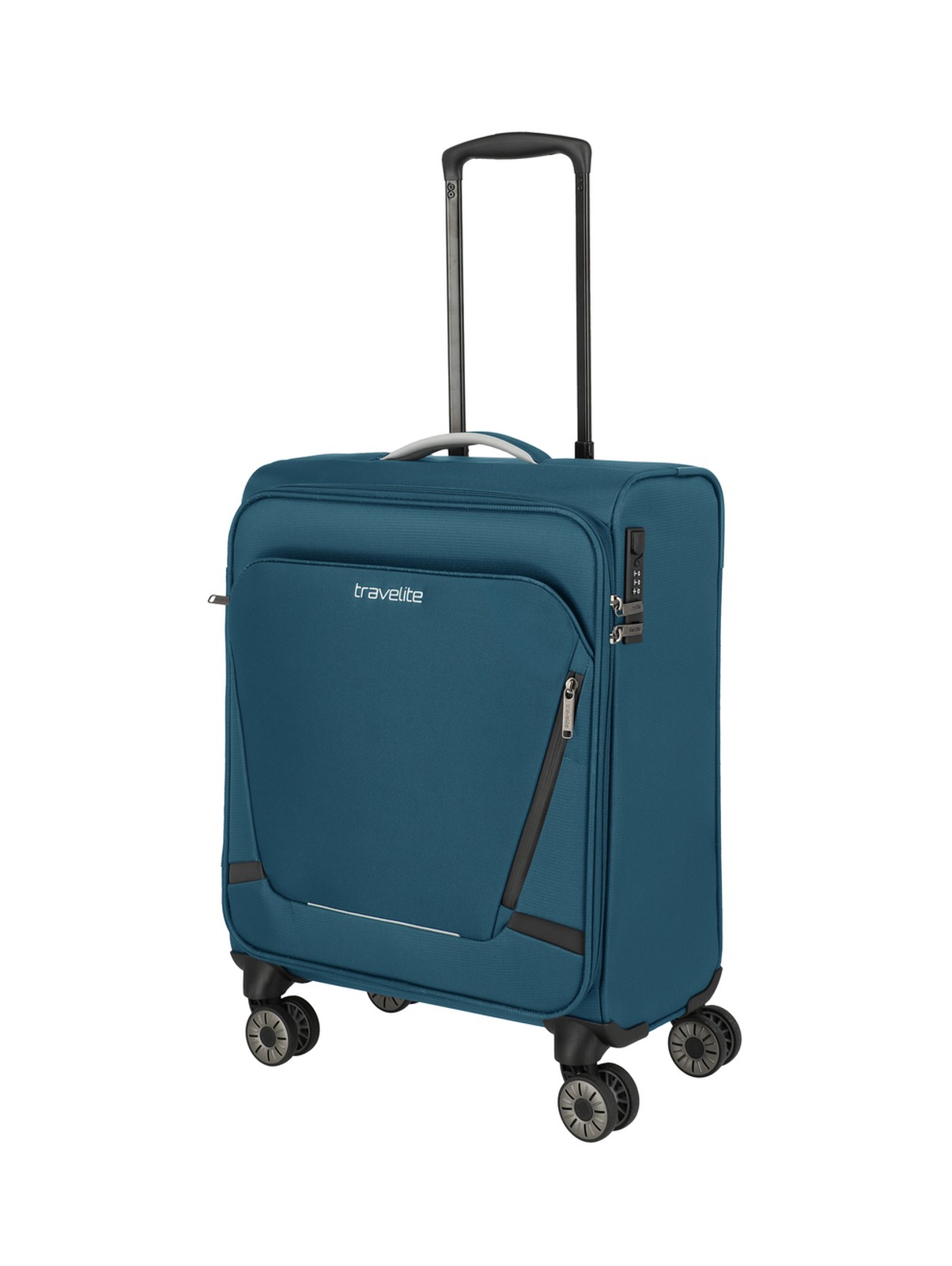 Travelite Jetpack Max handbagage spinner 55 cm | 41 liter 90219 22 petrol schuin