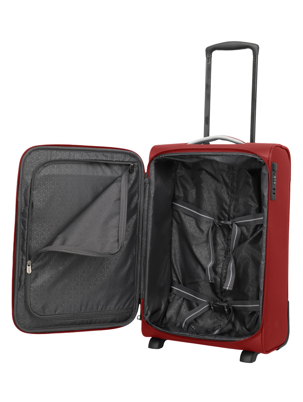 Travelite Jetpack Slim 2 Cabin 40 liter | Handbagage trolley 90224 10 rood binnenkant