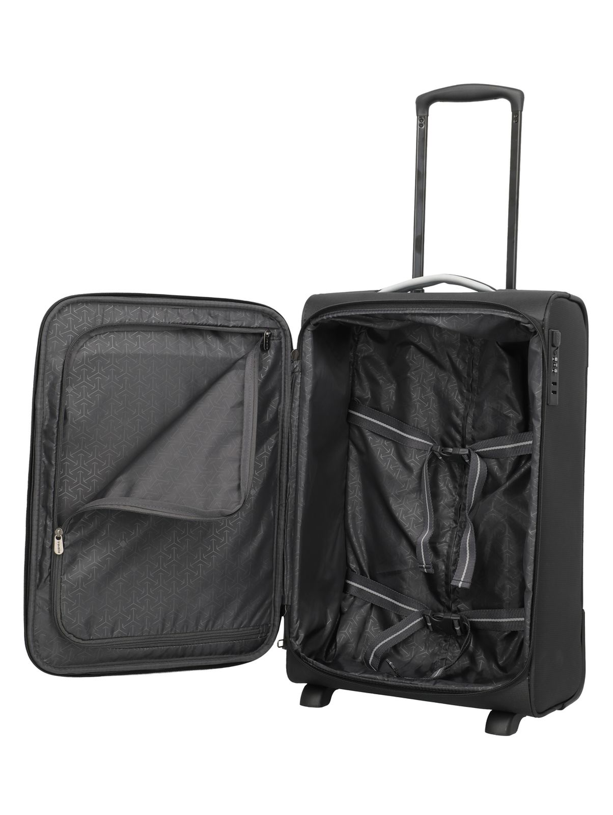 Travelite Jetpack Slim 2 Cabin 40 liter | Handbagage trolley 90224 01 zwart binnenkant 2