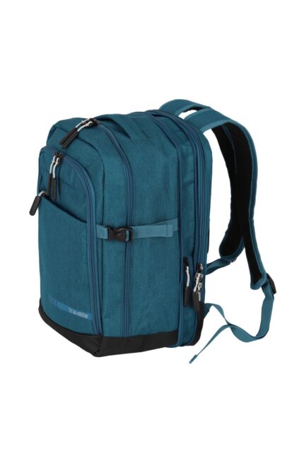 Travelite Kick Off Cabin Backpack 20 liter | Handbagage rugzak 6921 22 petrol schuin