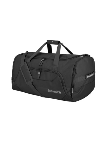 Travelite Kick Off Duffle L 73 liter | Reistas 6915 01 zwart schuin
