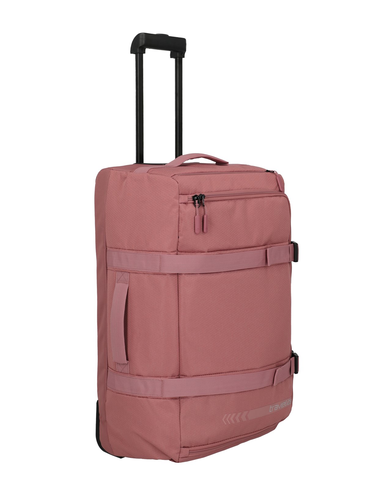 Travelite Kick Off Wheeled Duffle L | Reistas 65 liter 6910 14 rosé voorkant schuin trekstang links voor schuin