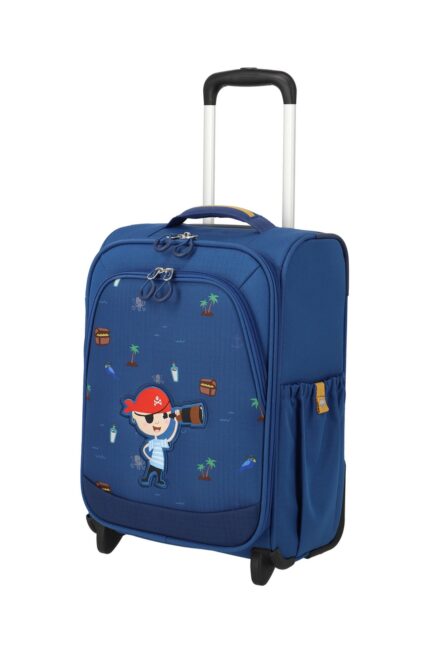 Travelite Minimover 2w Kids Trolley 19 liter | Kinderkoffer 81836 20 piraat blauw schuin