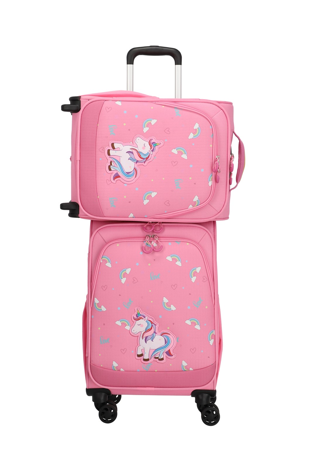 Travelite Minimover 2w Kids Trolley 19 liter | Kinderkoffer 81836 17 roze eenhoorn samen 3
