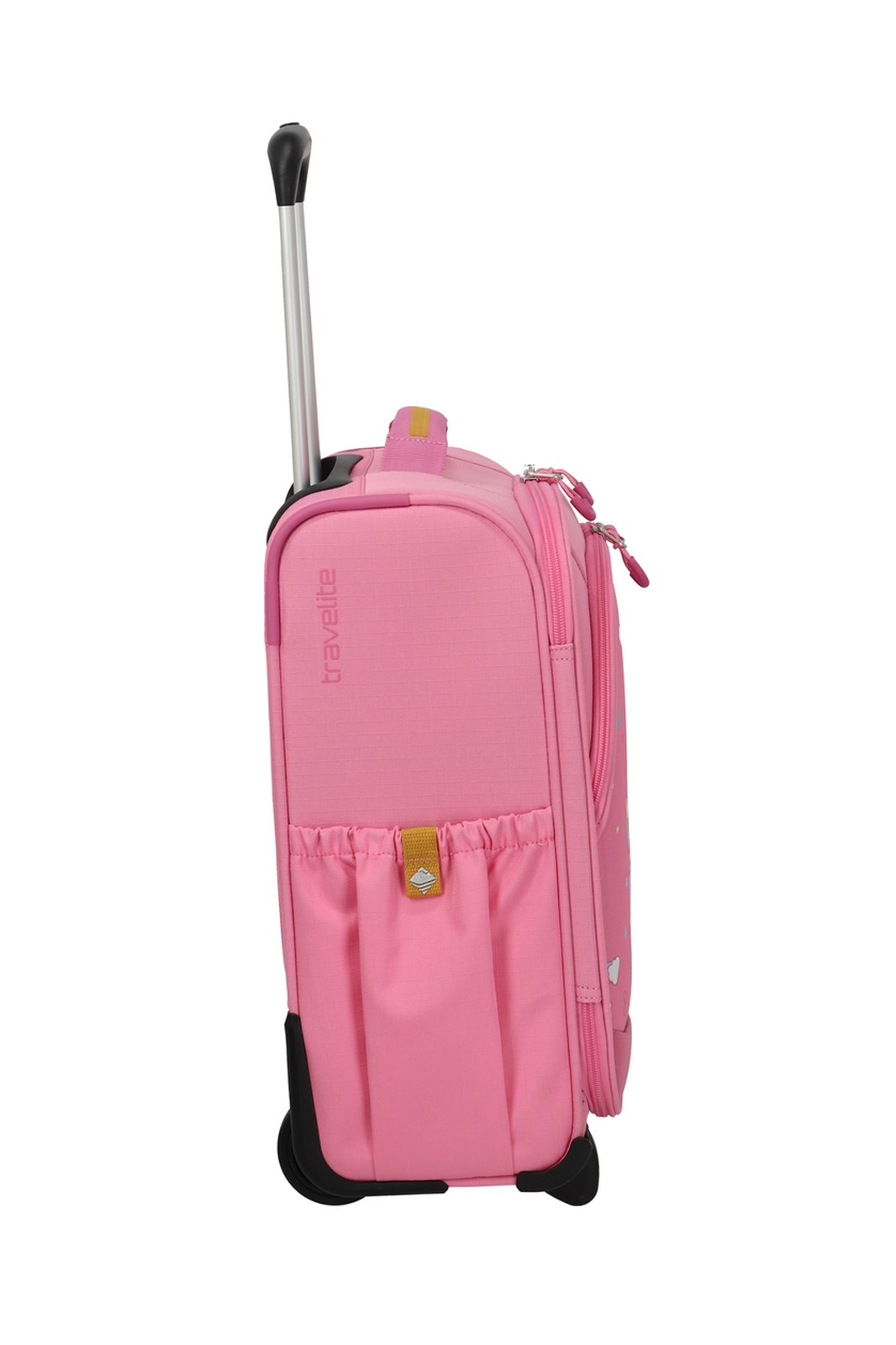 Travelite Minimover 2w Kids Trolley 19 liter | Kinderkoffer 81836 17 roze eenhoorn zijkant links