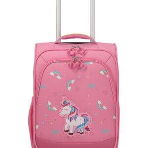 Travelite Minimover 2w Kids Trolley 19 liter | Kinderkoffer 81836 17 roze eenhoorn voorkant