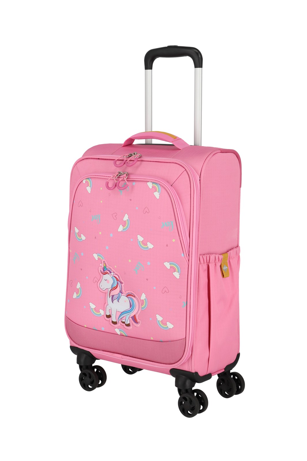 Travelite Minimover 4w Kids Trolley 36 liter | Kinderkoffer 81837 17 roze-eenhoorn schuin